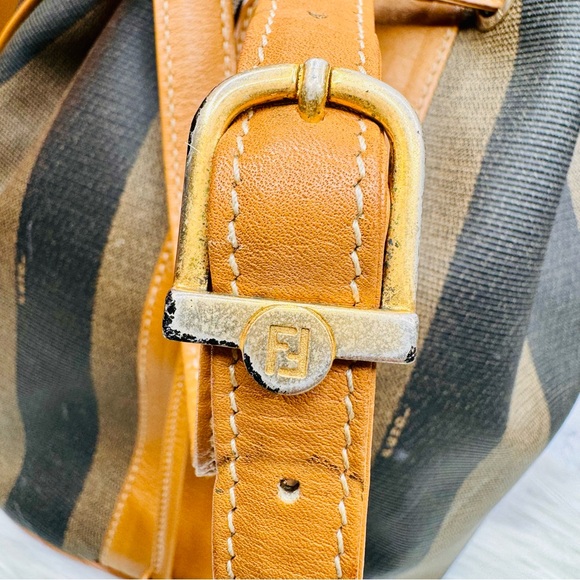 { Fendi } Vintage “Pequon” Brown & Black Crossbody Bucket Bag - Picture 9 of 15